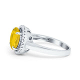 Halo Engagement Ring Large Round Simulated Cubic Zirconia 925 Sterling Silver