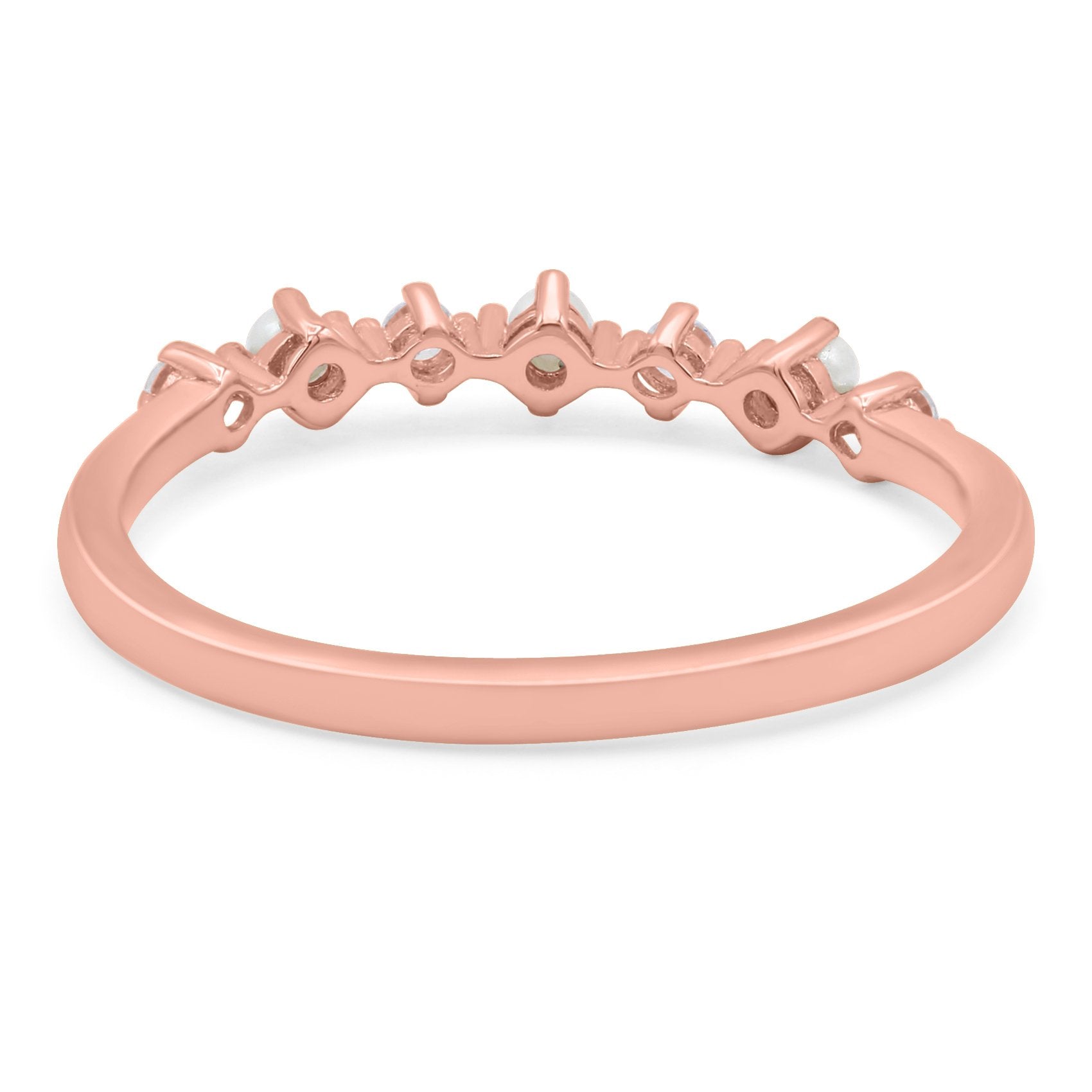 Eternity Band Wedding Ring Lab Created White Opal Simulated CZ 925 Sterling Silver