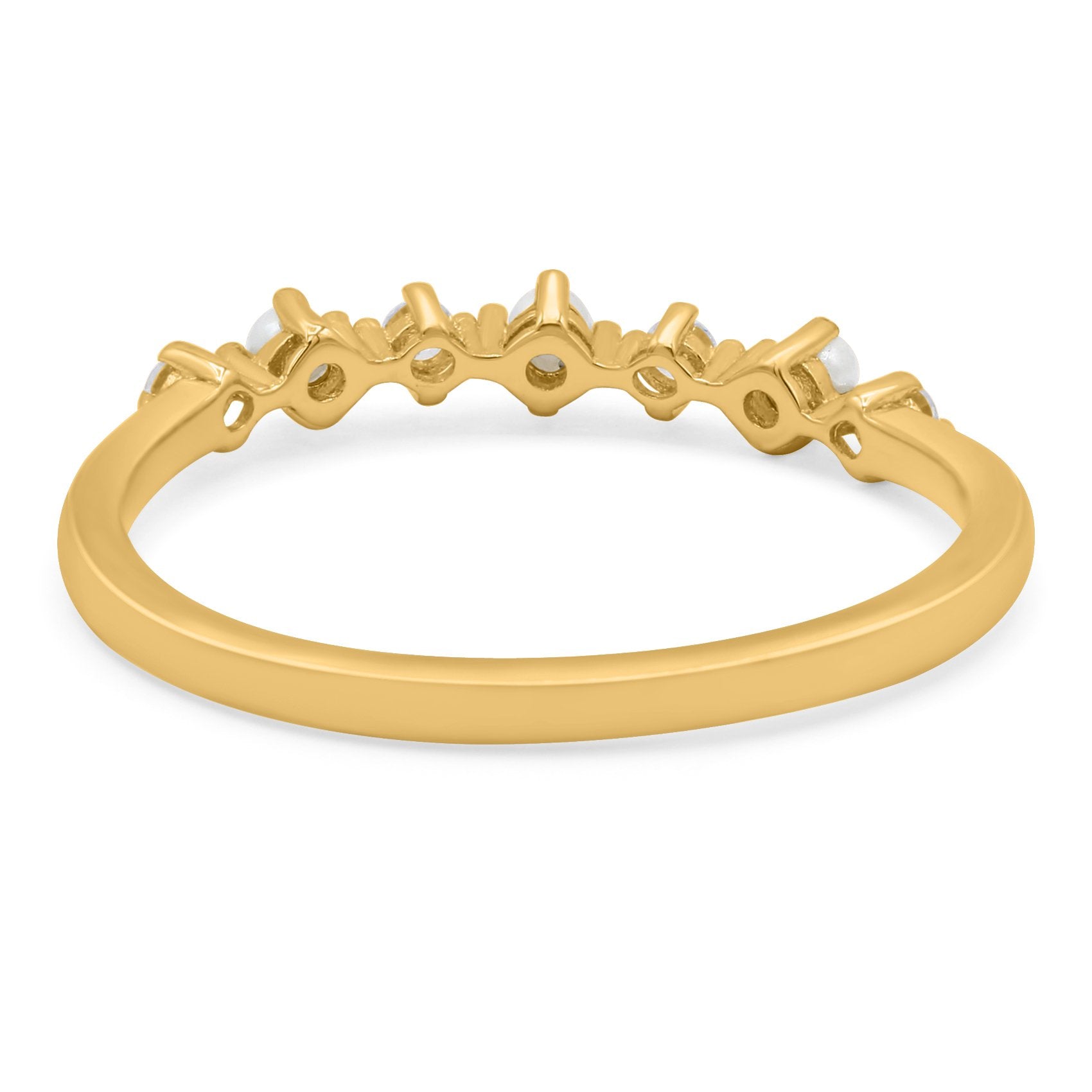 Eternity Band Wedding Ring Lab Created White Opal Simulated CZ 925 Sterling Silver