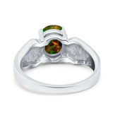 Three Stone Vintage Style Oval Art Deco Created White Opal Wedding Engagement Ring Simulated Cubic Zirconia 925 Sterling Silver