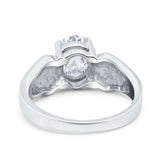 Three Stone Vintage Style Oval Art Deco Created White Opal Wedding Engagement Ring Simulated Cubic Zirconia 925 Sterling Silver