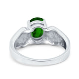 Three Stone Vintage Style Oval Art Deco Created White Opal Wedding Engagement Ring Simulated Cubic Zirconia 925 Sterling Silver