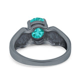 Three Stone Vintage Style Oval Art Deco Created White Opal Wedding Engagement Ring Simulated Cubic Zirconia 925 Sterling Silver