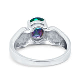 Three Stone Vintage Style Oval Art Deco Created White Opal Wedding Engagement Ring Simulated Cubic Zirconia 925 Sterling Silver