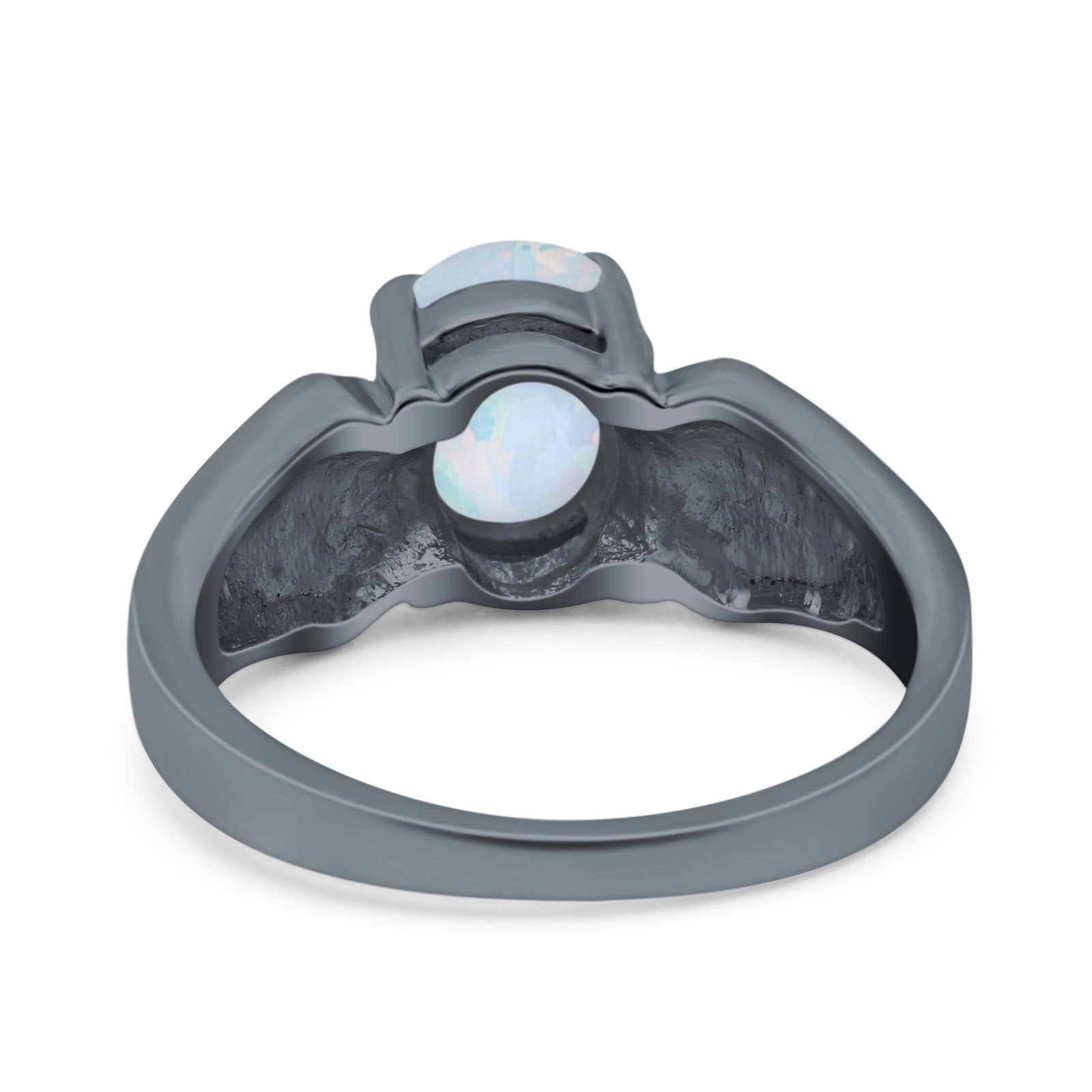 Three Stone Vintage Style Oval Art Deco Created White Opal Wedding Engagement Ring Simulated Cubic Zirconia 925 Sterling Silver