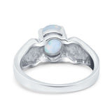 Three Stone Vintage Style Oval Art Deco Created White Opal Wedding Engagement Ring Simulated Cubic Zirconia 925 Sterling Silver