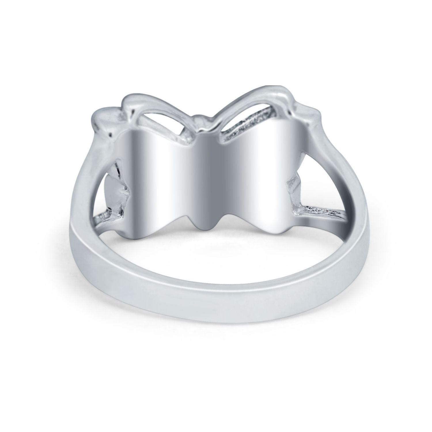 Lab Created Split Shank Butterfly Ring Round Cubic Zirconia 925 Sterling Silver