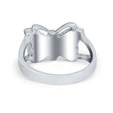 Lab Created Split Shank Butterfly Ring Round Cubic Zirconia 925 Sterling Silver