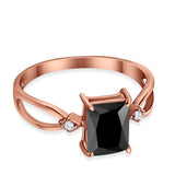 Halo Wedding Ring Baguette Round Simulated Cubic Zirconia 925 Sterling Silver