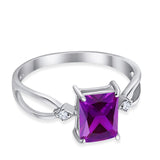 Halo Wedding Ring Baguette Round Simulated Cubic Zirconia 925 Sterling Silver