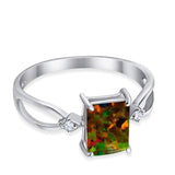 Halo Wedding Ring Baguette Round Simulated Cubic Zirconia 925 Sterling Silver