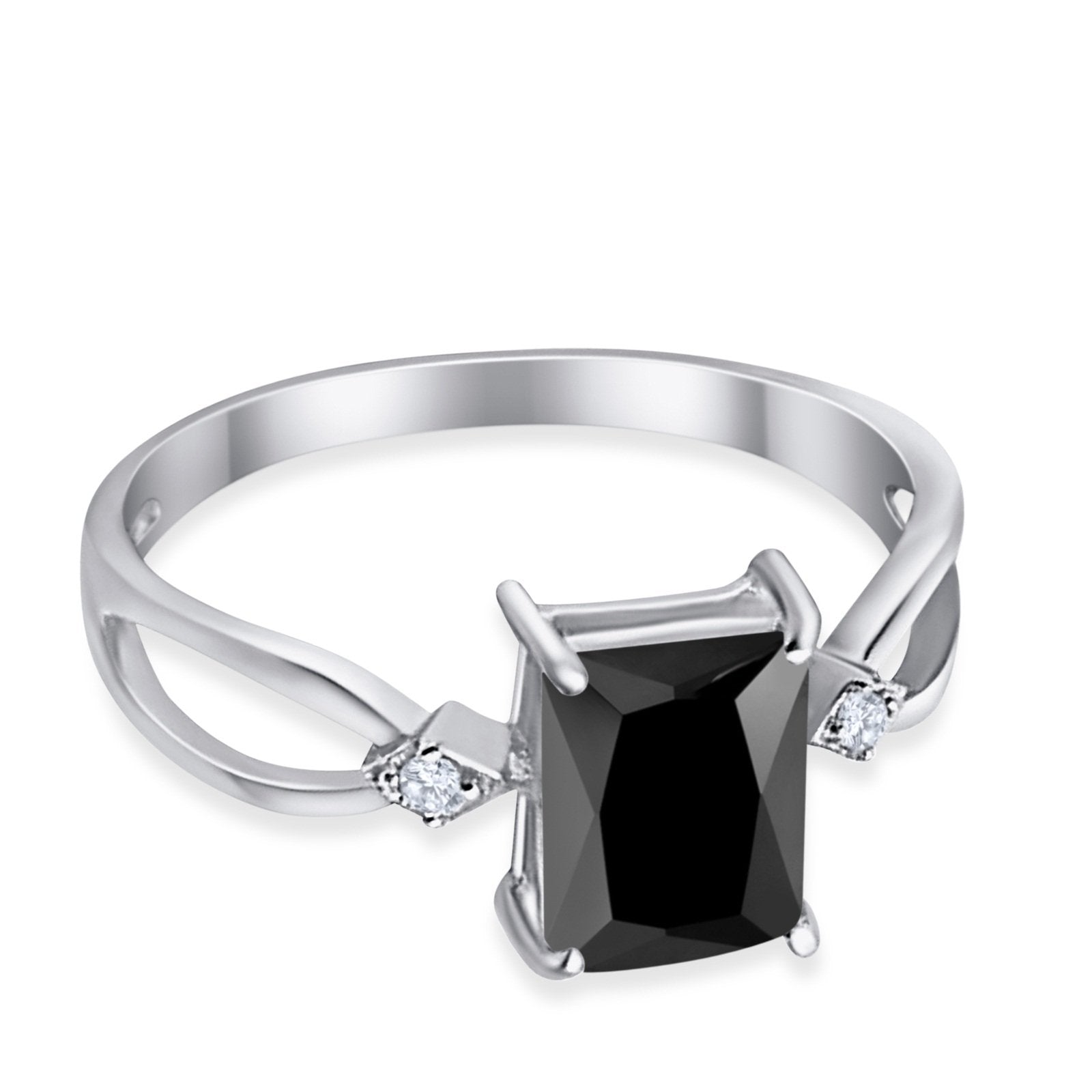 Halo Wedding Ring Baguette Round Simulated Cubic Zirconia 925 Sterling Silver