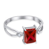 Halo Wedding Ring Baguette Round Simulated Cubic Zirconia 925 Sterling Silver