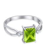 Halo Wedding Ring Baguette Round Simulated Cubic Zirconia 925 Sterling Silver