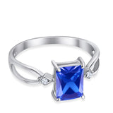 Halo Wedding Ring Baguette Round Simulated Cubic Zirconia 925 Sterling Silver