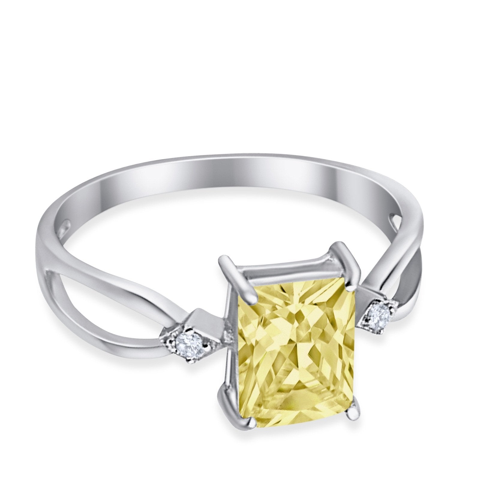 Halo Wedding Ring Baguette Round Simulated Cubic Zirconia 925 Sterling Silver