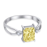 Halo Wedding Ring Baguette Round Simulated Cubic Zirconia 925 Sterling Silver