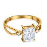 Halo Wedding Ring Baguette Round Simulated Cubic Zirconia 925 Sterling Silver