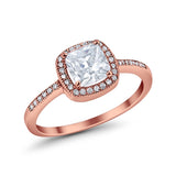 Halo Accent Engagement Ring Simulated Cubic Zirconia 925 Sterling Silver