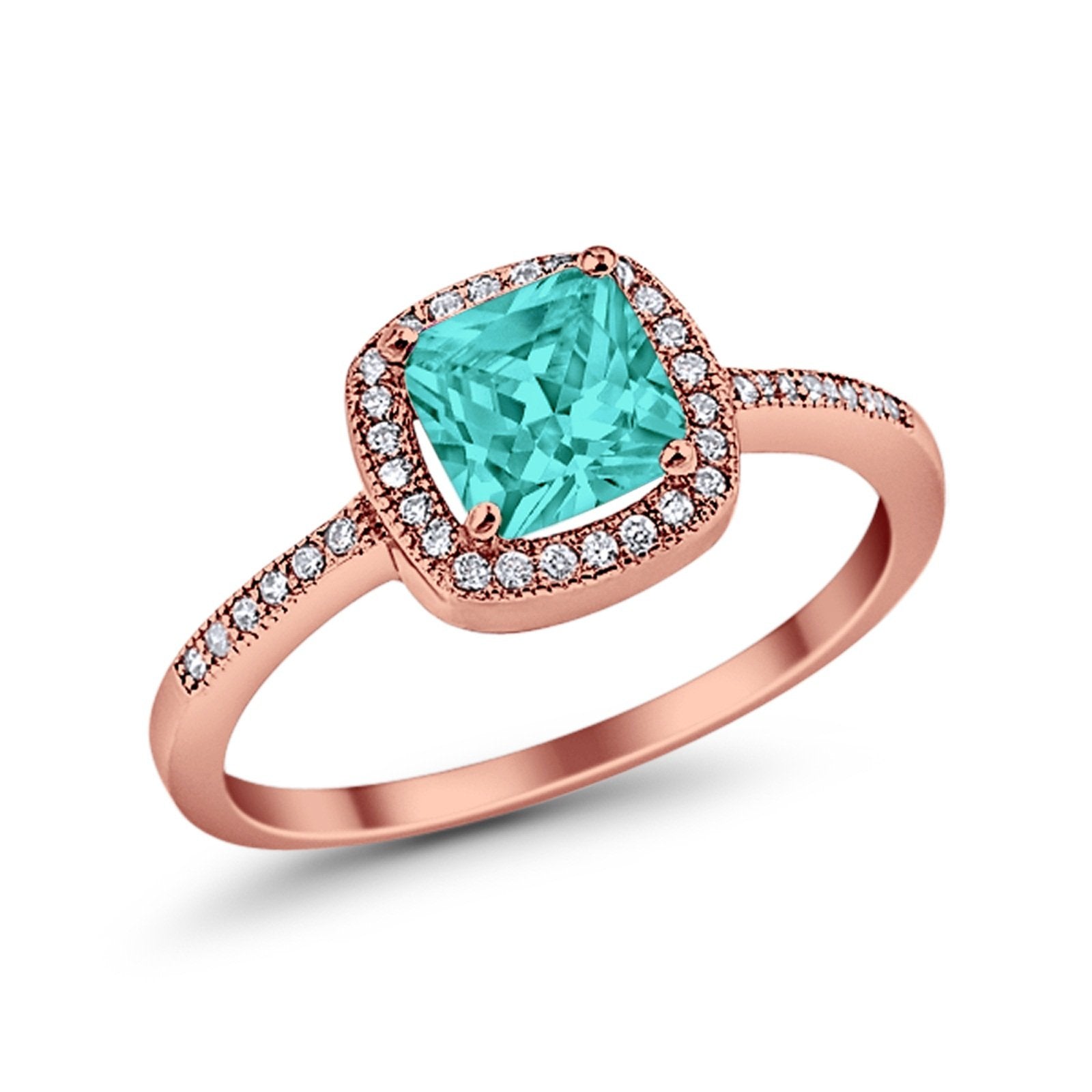 Halo Accent Engagement Ring Simulated Cubic Zirconia 925 Sterling Silver