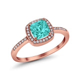 Halo Accent Engagement Ring Simulated Cubic Zirconia 925 Sterling Silver