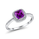 Halo Accent Engagement Ring Simulated Cubic Zirconia 925 Sterling Silver