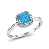 Halo Accent Engagement Ring Simulated Cubic Zirconia 925 Sterling Silver