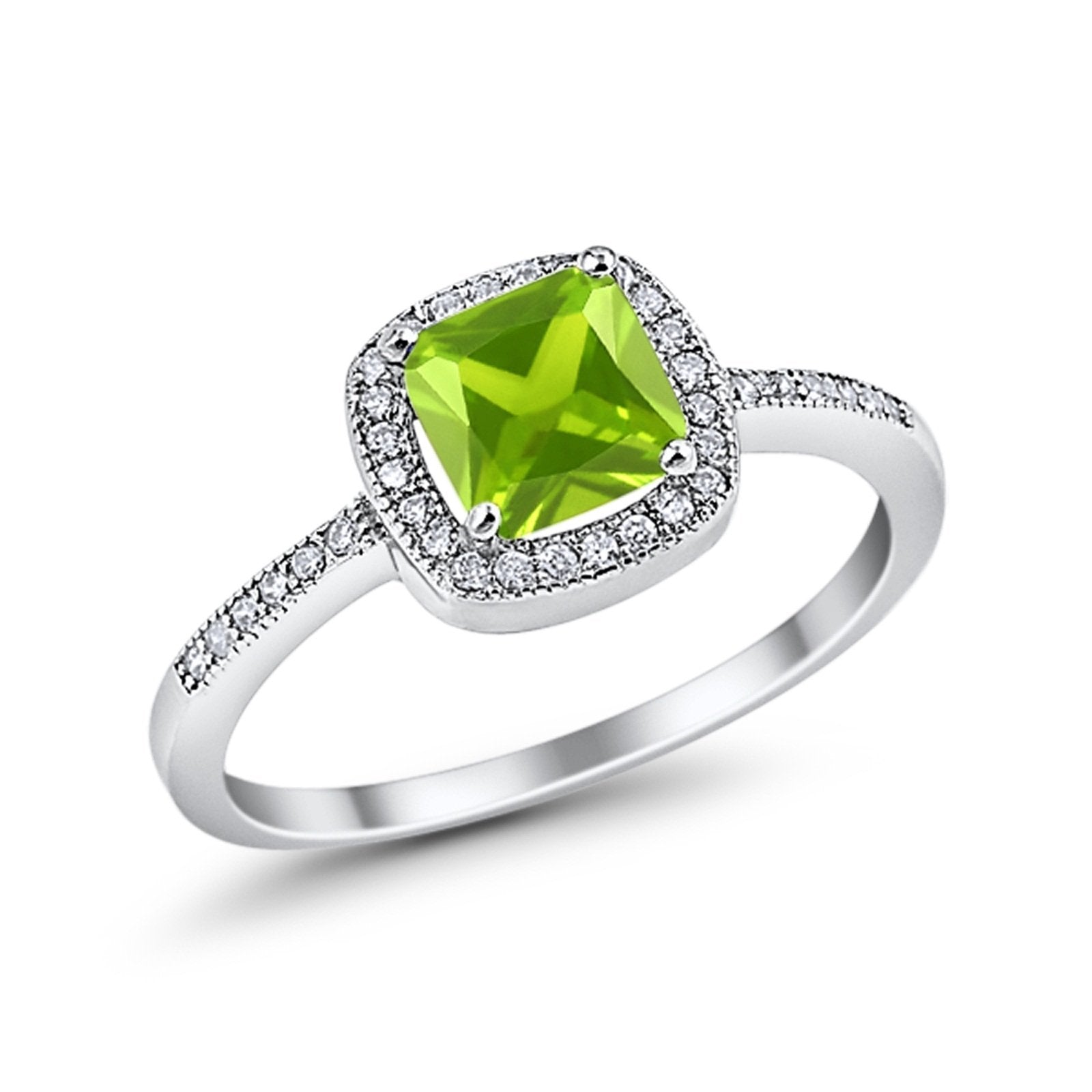 Halo Accent Engagement Ring Simulated Cubic Zirconia 925 Sterling Silver