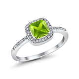 Halo Accent Engagement Ring Simulated Cubic Zirconia 925 Sterling Silver