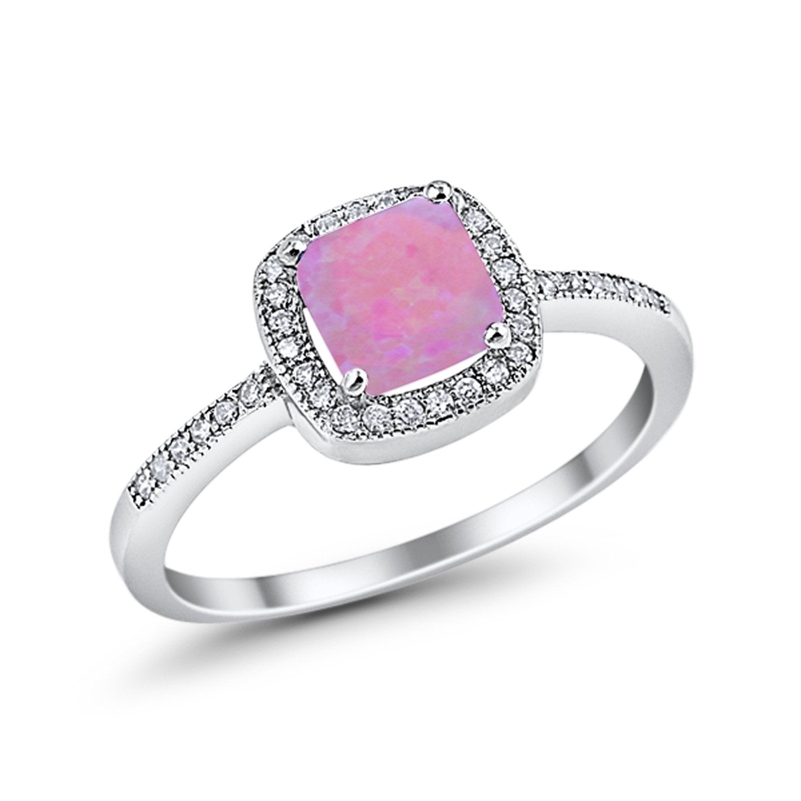 Halo Accent Engagement Ring Simulated Cubic Zirconia 925 Sterling Silver