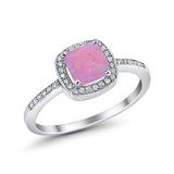 Halo Accent Engagement Ring Simulated Cubic Zirconia 925 Sterling Silver