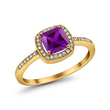 Halo Accent Engagement Ring Simulated Cubic Zirconia 925 Sterling Silver