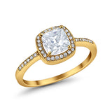 Halo Accent Engagement Ring Simulated Cubic Zirconia 925 Sterling Silver