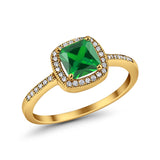 Halo Accent Engagement Ring Simulated Cubic Zirconia 925 Sterling Silver