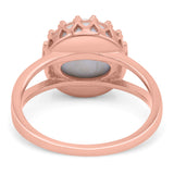 Split Shank Ring Band Round Lab Created Opal 925 Sterling Silver (12mm)