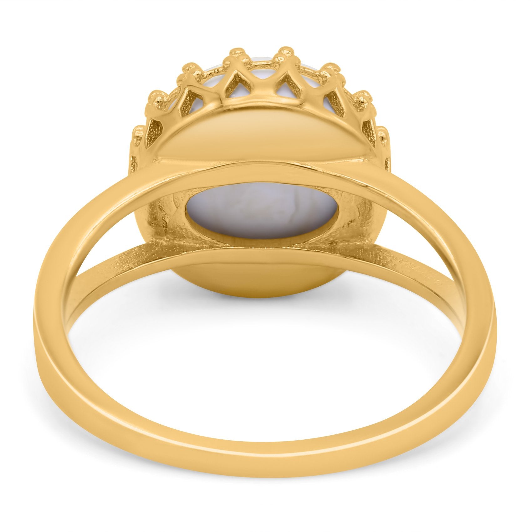 Split Shank Ring Band Round Lab Created Opal 925 Sterling Silver (12mm)