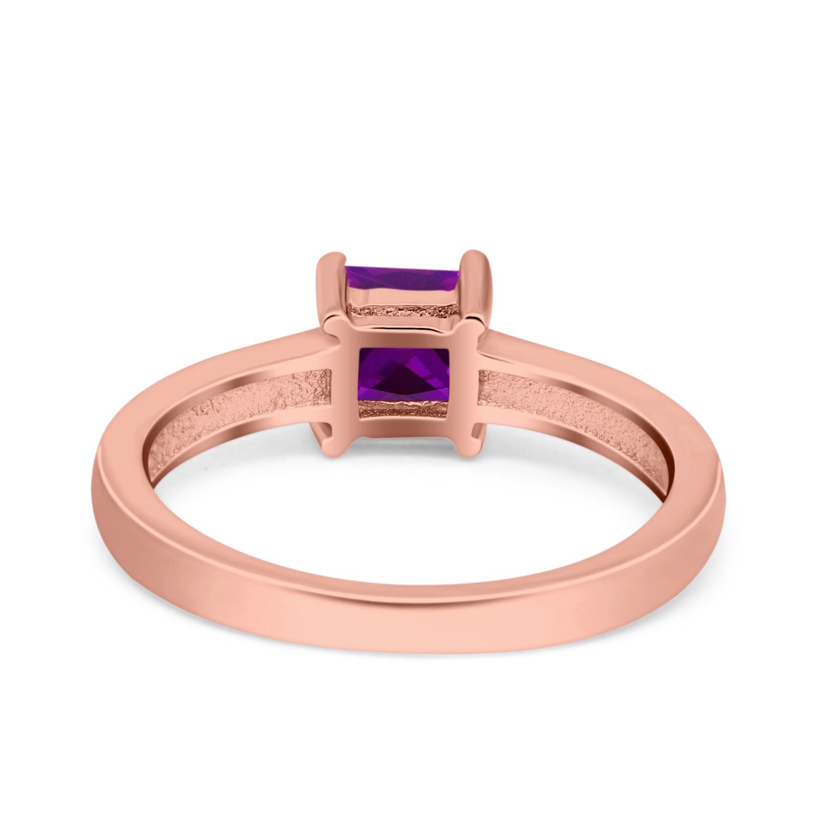 Solitaire Accent Fashion Ring Princess Cut Simulated Cubic Zirconia Created Opal 925 Sterling Silver