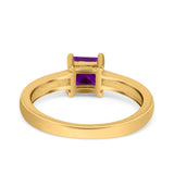 Solitaire Accent Fashion Ring Princess Cut Simulated Cubic Zirconia Created Opal 925 Sterling Silver