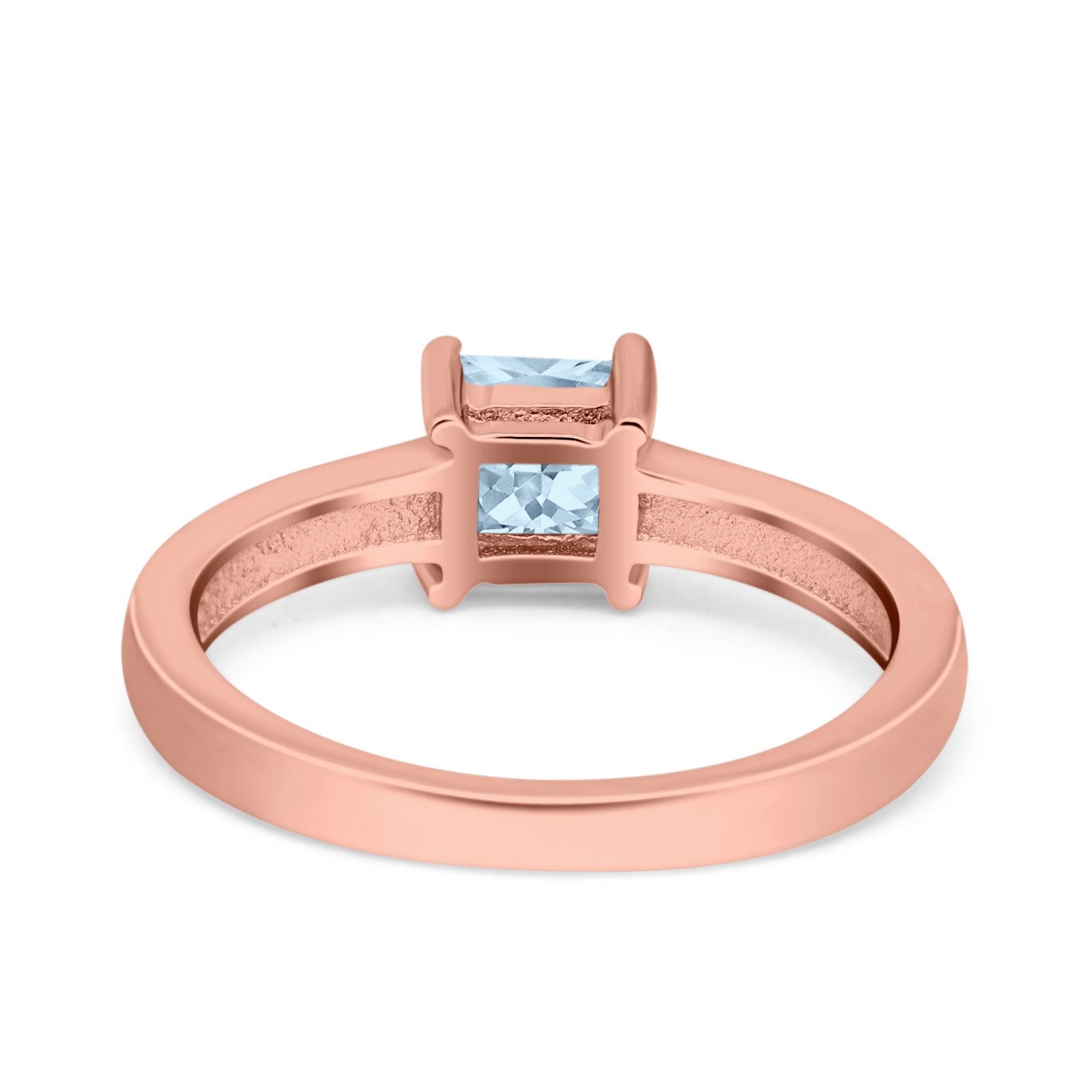 Solitaire Accent Fashion Ring Princess Cut Simulated Cubic Zirconia Created Opal 925 Sterling Silver