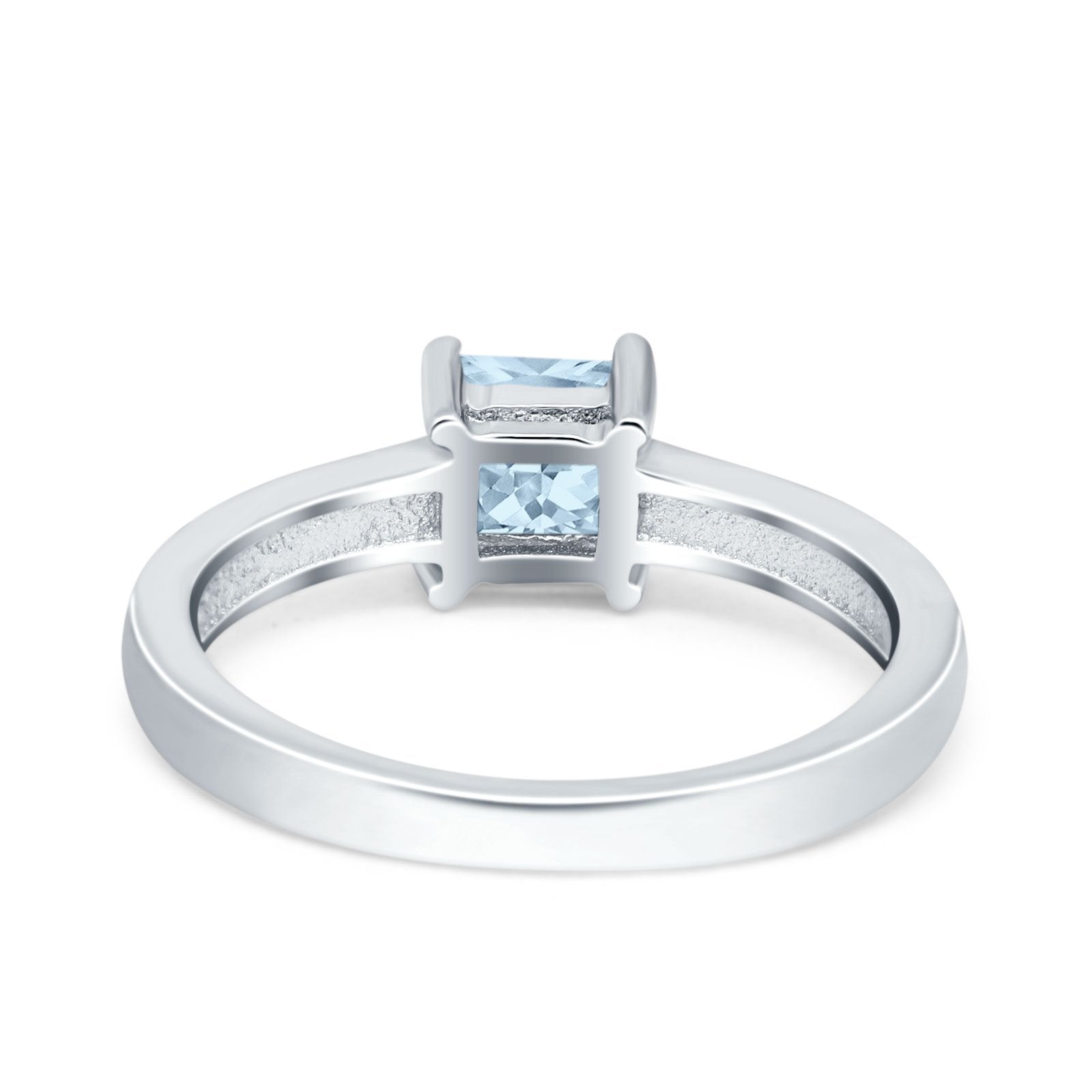 Solitaire Accent Fashion Ring Princess Cut Simulated Cubic Zirconia Created Opal 925 Sterling Silver