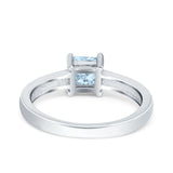 Solitaire Accent Fashion Ring Princess Cut Simulated Cubic Zirconia Created Opal 925 Sterling Silver