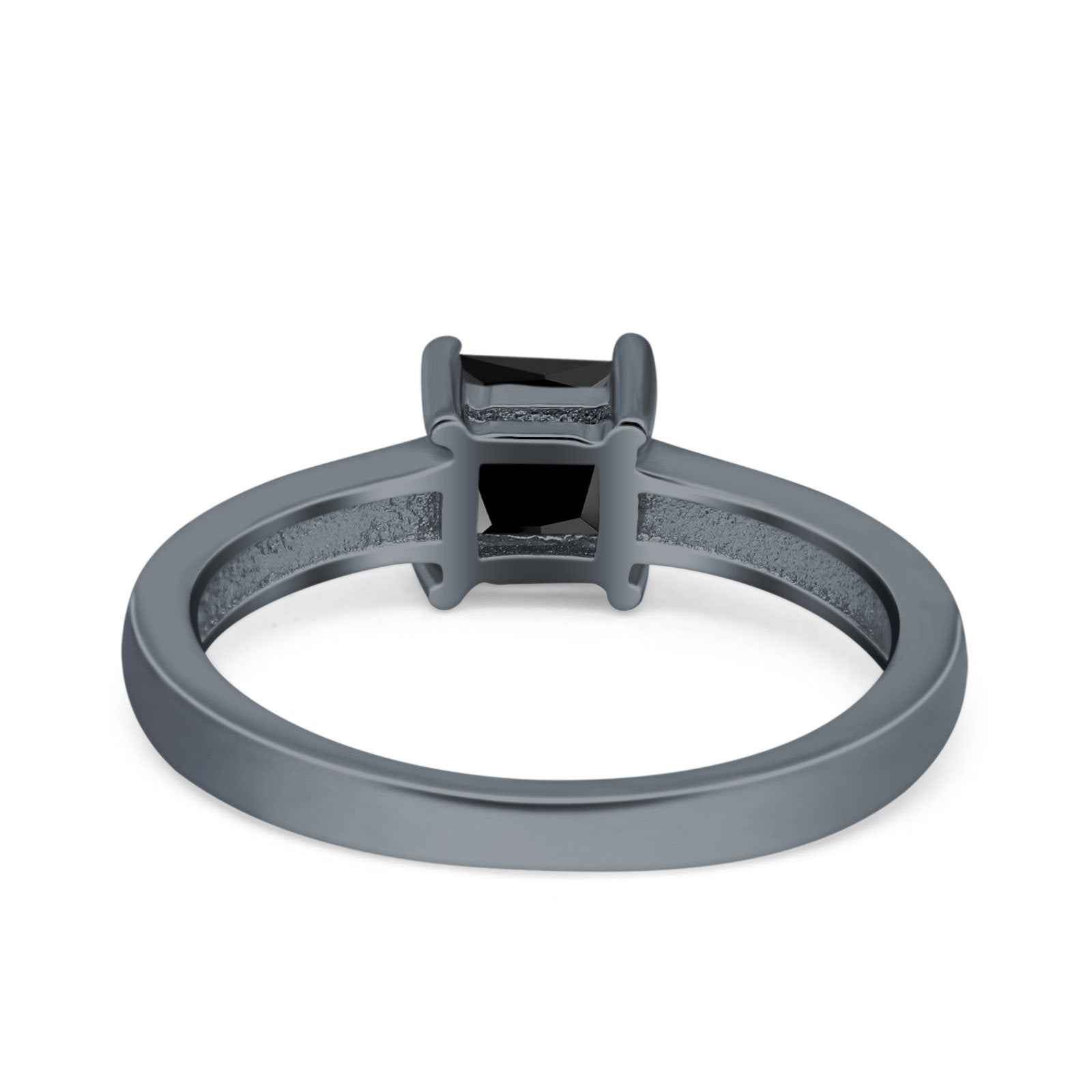 Solitaire Accent Fashion Ring Princess Cut Simulated Cubic Zirconia Created Opal 925 Sterling Silver