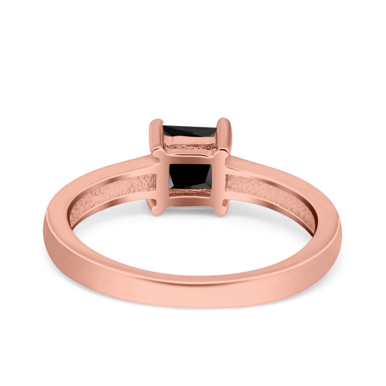 Solitaire Accent Fashion Ring Princess Cut Simulated Cubic Zirconia Created Opal 925 Sterling Silver