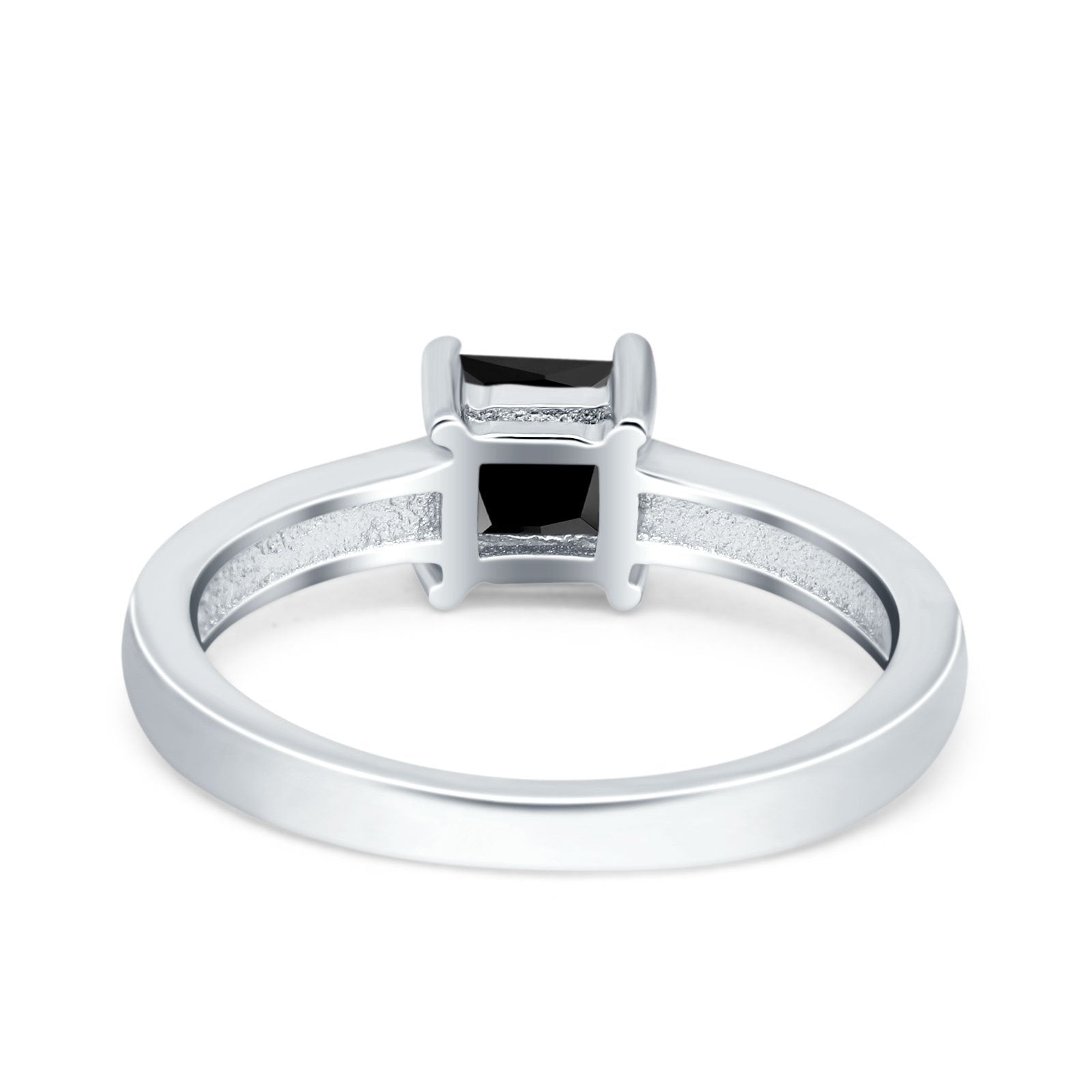 Solitaire Accent Fashion Ring Princess Cut Simulated Cubic Zirconia Created Opal 925 Sterling Silver