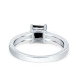 Solitaire Accent Fashion Ring Princess Cut Simulated Cubic Zirconia Created Opal 925 Sterling Silver