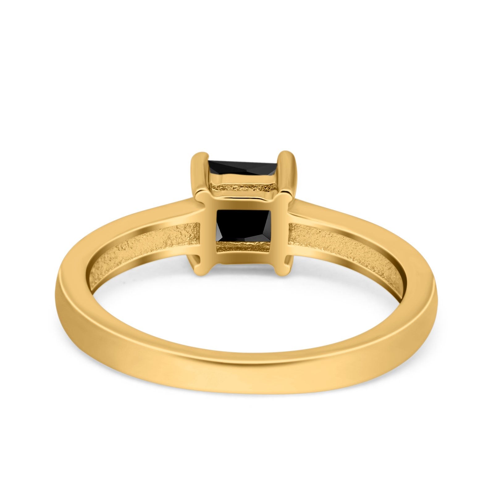 Solitaire Accent Fashion Ring Princess Cut Simulated Cubic Zirconia Created Opal 925 Sterling Silver