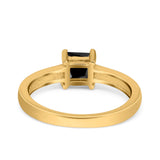 Solitaire Accent Fashion Ring Princess Cut Simulated Cubic Zirconia Created Opal 925 Sterling Silver