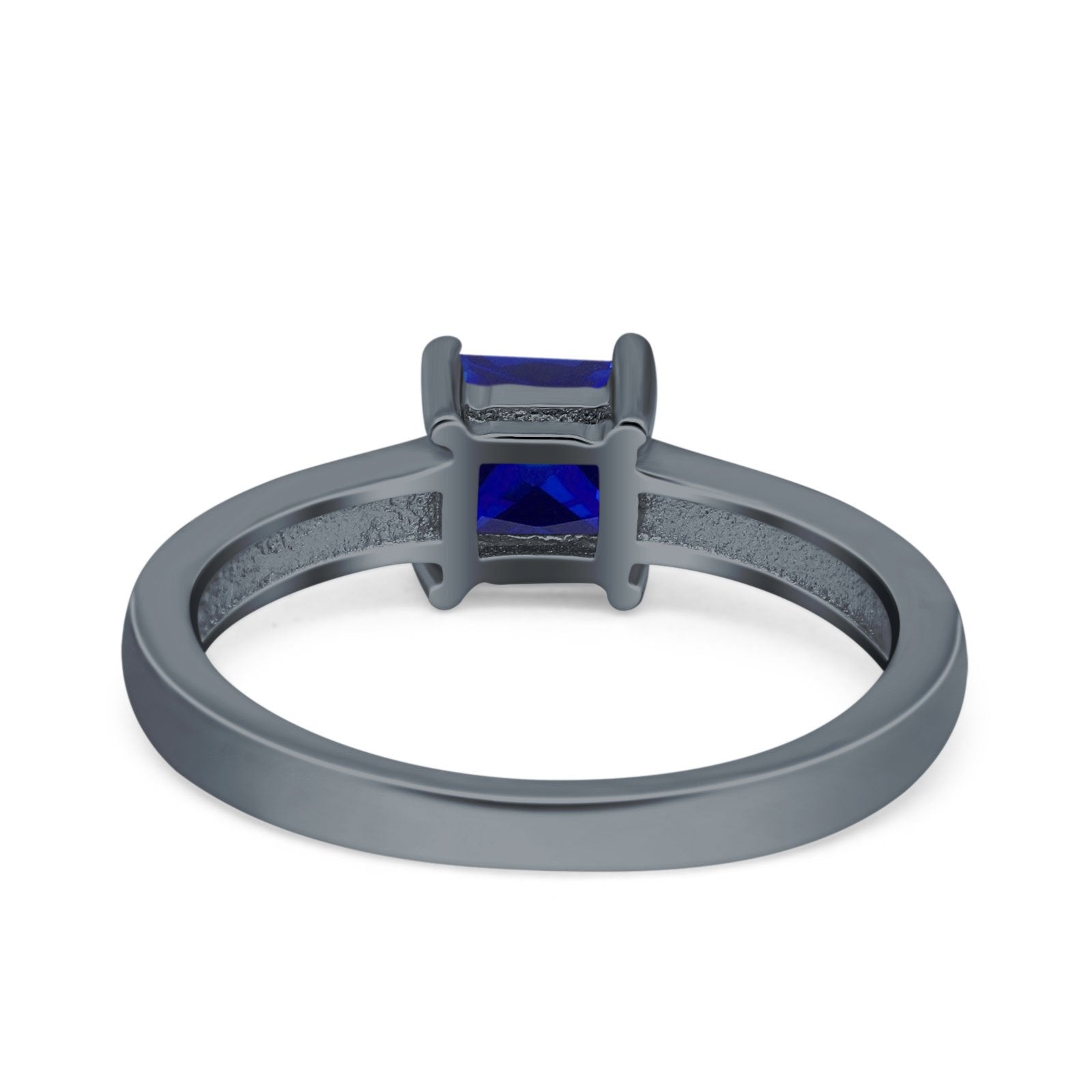 Solitaire Accent Fashion Ring Princess Cut Simulated Cubic Zirconia Created Opal 925 Sterling Silver