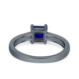 Solitaire Accent Fashion Ring Princess Cut Simulated Cubic Zirconia Created Opal 925 Sterling Silver