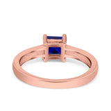 Solitaire Accent Fashion Ring Princess Cut Simulated Cubic Zirconia Created Opal 925 Sterling Silver